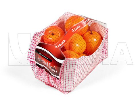 Fruta flow packean ontziratzea, sare-filmarekin eta kartoizko erretiluarekin Fruta flow packean ontziratzea, sare-filmarekin eta kartoizko erretiluarekin