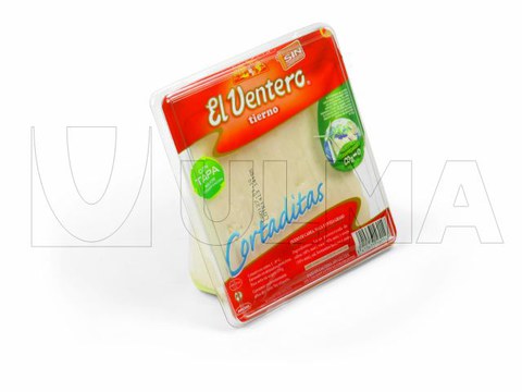 Gazta zatiak termoformatuan atmosfera eraldatuan (MAP) ontziratzea film gogorrean