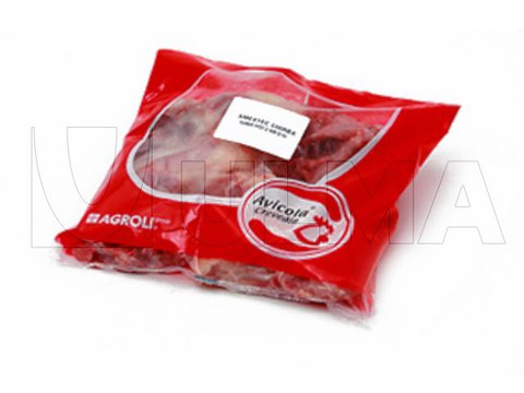 Oilasko zatitua atmosfera eraldatuan ontziratzea, makina bertikalean eta film xaflatuarekin