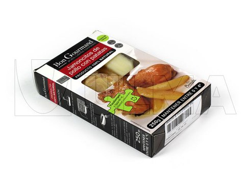 Oilasko-urdaiazpikotxo erreak patatekin  hutsean termoformatuan ontziratzea