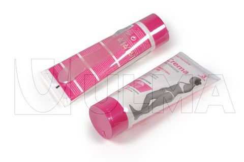 Depilatzeko krema tutuak eta espatulak poltsaratzea eta poliolefina filmez erretraktilatzea